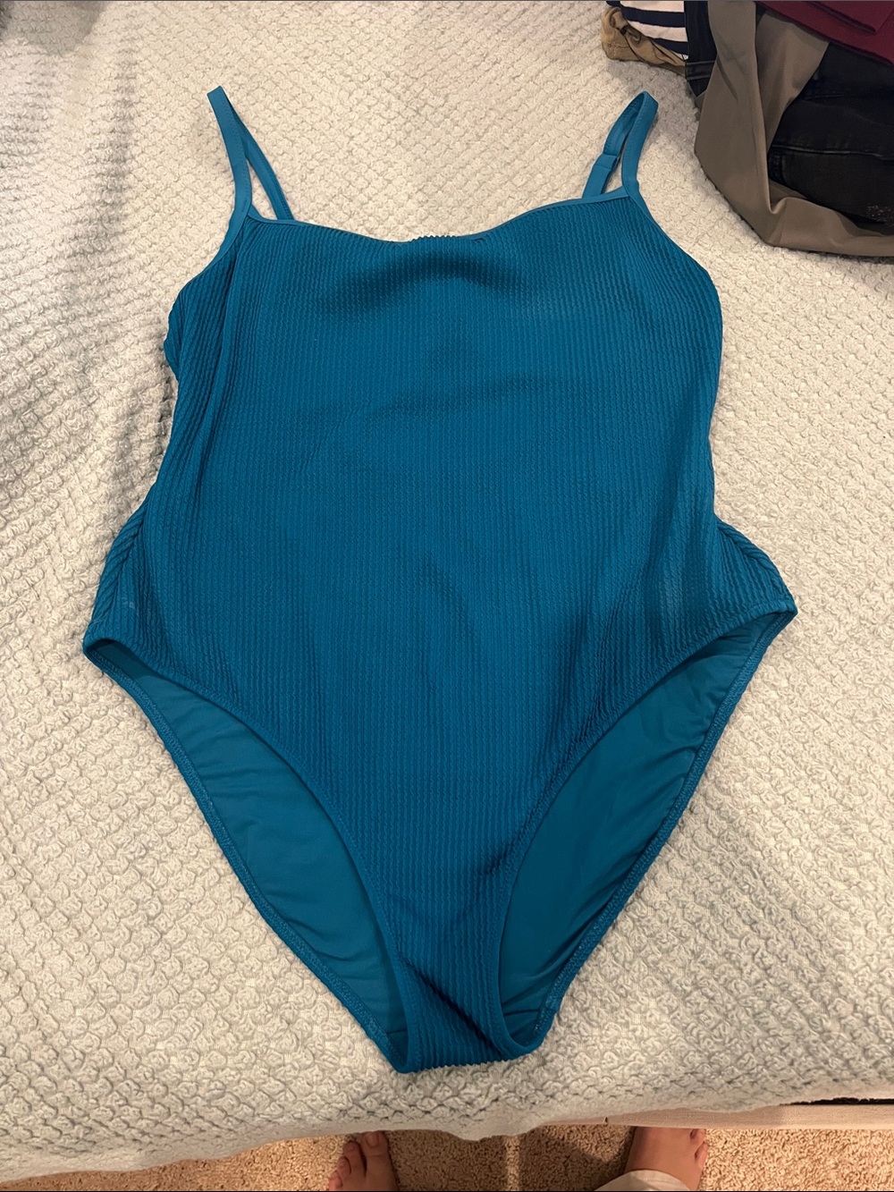 aerie Teal Ribbed One-Piece Swimsuit